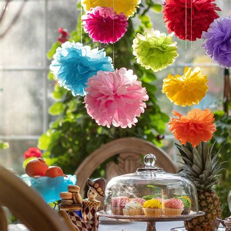 Personalised Multicolor Tissue Paper Pom Poms Paper Flowers For