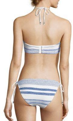 Shoshanna Striped Cinched Bandeau Bikini Top 68 Saks Fifth Avenue