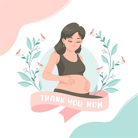 Premium Vector Thank You Mom Illustration With Pregnant Woman