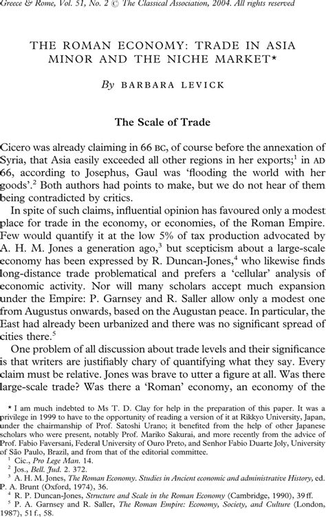 The Roman Economy: Trade in Asia Minor and the Niche Market* | Greece ...