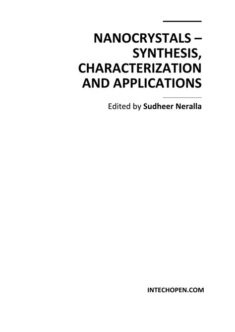 (PDF) Nanocrystals: Synthesis, Characterization and Applications