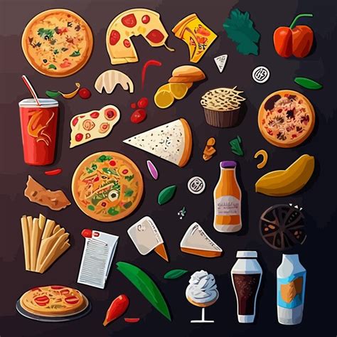 Premium Vector Food Sticker Set Vector