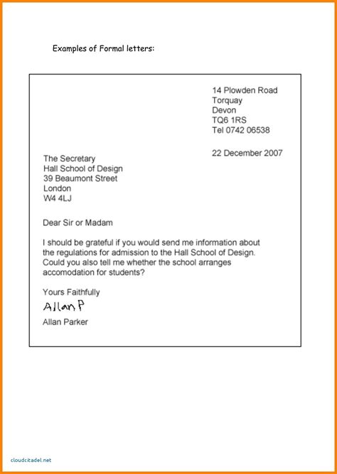 English Letter Writing Formal Letter