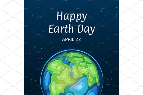 Happy Earth Day Greeting Card With Globe Graphic Objects ~ Creative