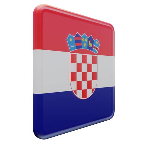 Croatia Left View 3d Textured Glossy Square Flag 10869569 Png