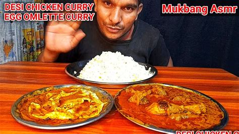 Eating Challenge 🔥 Desi Chicken Curry 🔥 Egg Omlette Curry 🔥 With Rice