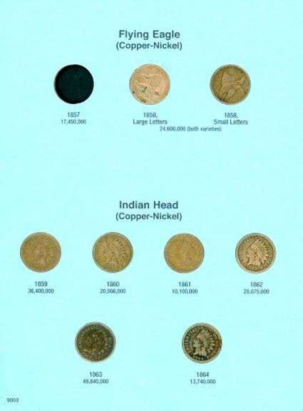 Indian Head And Flying Eagle Cent Collection In Album Us