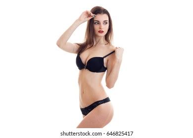 Brunette Sexy Body Black Lingerie Looks Stock Photo Edit Now 641373589