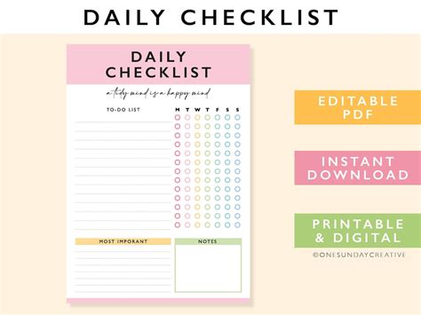 Editable Daily Cleaning Checklist Daily Cleaning Schedule - Etsy