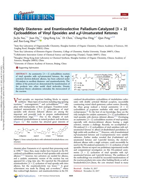 Pdf Highly Diastereo And Enantioselective Palladium Catalyzed