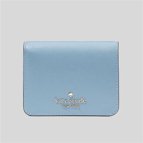 Kate Spade Madison Saffiano Leather Small Bifold Wallet Polished Blue Lussocitta