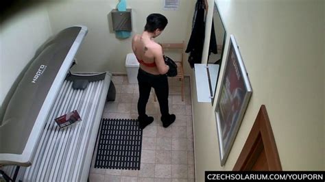 Luxury Busty Brunette Masturbates In Solarium Porn Videos