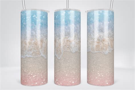 Beach Glitter 20oz Skinny Tumbler Wrap Graphic By TINTIN Design