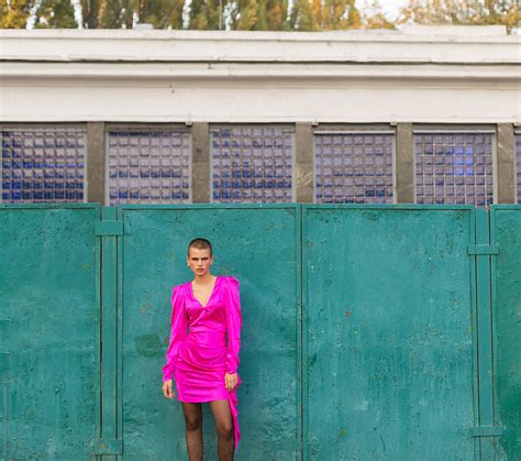 «beautiful Short Haired Woman With Beautiful Makeup In A Pink Dress