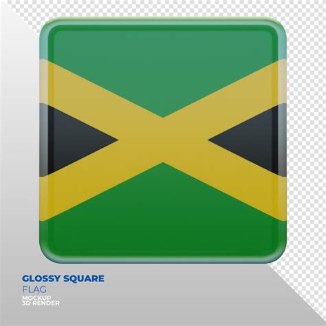 Bandera Cuadrada Brillante Con Textura 3d Realista De Jamaica Archivo