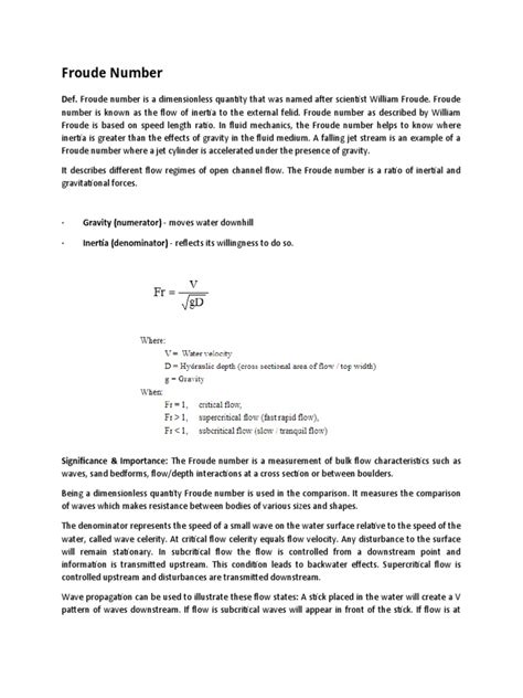 1-Froude Number | PDF | Civil Engineering | Physics