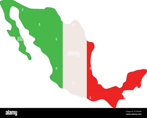 Mexico Map Flag On White Background Vector Illustration Design Stock