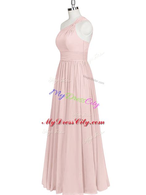 Captivating Floor Length Baby Pink Prom Party Dress Chiffon Sleeveless