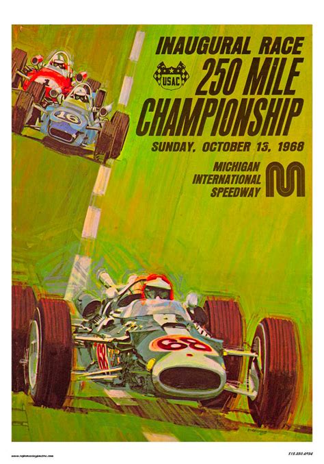 Vintage Reproduction Racing Poster 1968 Michigan Speedway Usac Indy