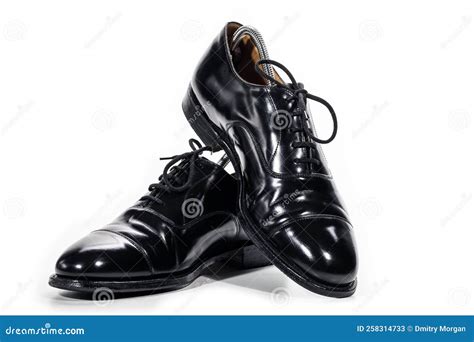 Cierre Del Par De Zapatos Formales De Cuero Negro Pulido Y Elegante De