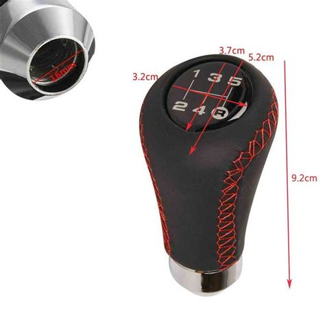 Universal Leather 5 Speed Black Red Manual Gear Stick Shift Knob Shifter Lever