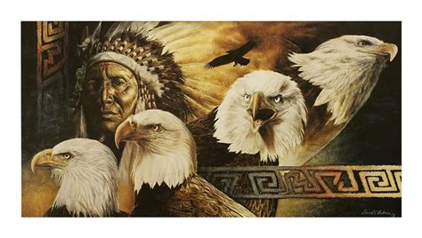 Native American Chief Bald Eagles Flight Art Print // lakota Twilight Art Print David Behrens ...