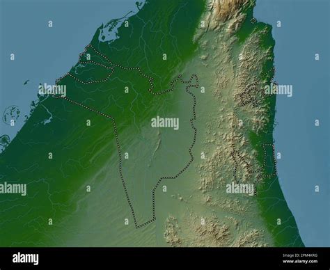 Sharjah Emirate Of United Arab Emirates Colored Elevation Map With