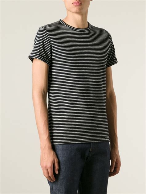 Lyst Apc Striped T Shirt In Black For Men