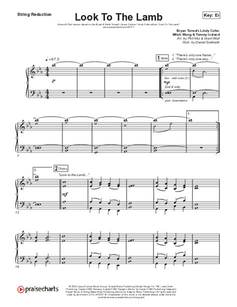 Look To The Lamb Unison Part String Reduction Sheet Music Pdf