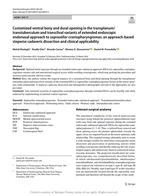 Customized Ventral Bony And Dural Opening In The Transplanum