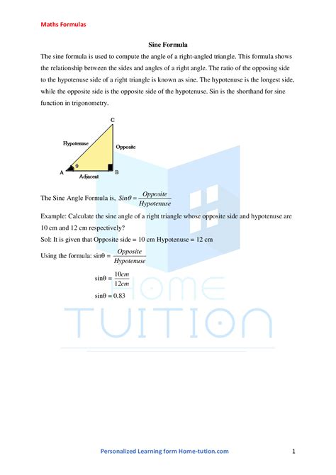 Sin Formula--Definition , Examples & Use