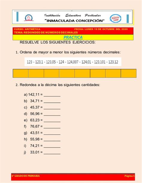 Redondeando Números Decimales Worksheet Live Worksheets