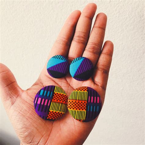 African Print Fabric Earrings For Women Afrocentric Earring Etsy