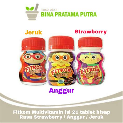 Fitkom Rasa Strawberry Multivitamin Isi Tablet Hisap Lazada Indonesia