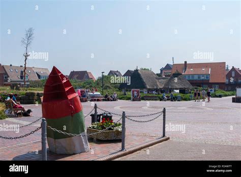 Square, village centre, North Sea island Baltrum, Lower Saxony ...