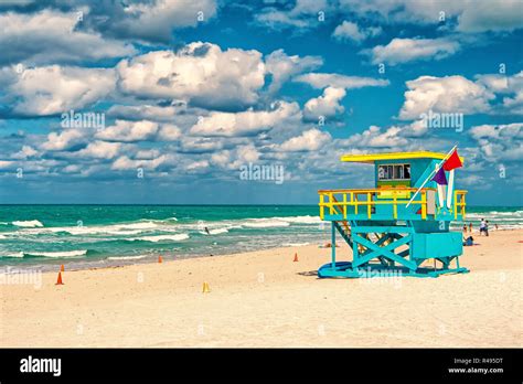 South Beach Miami Florida Lifeguard House In A Colorful Art Deco