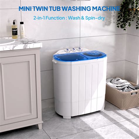 Rovsun 11lbs Compact Twin Tub Washer Portable Electric Mini Washer With Spin Dryer For