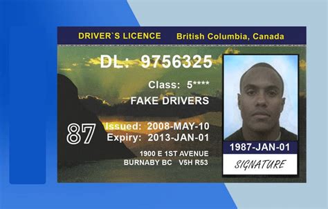 British Columbia Drivers License Psd Template Download Photoshop File