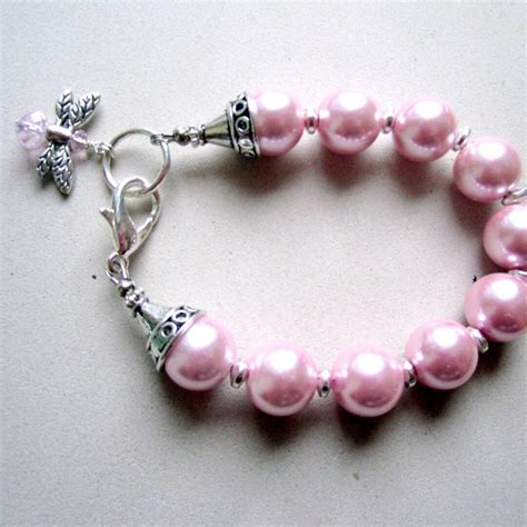 Pink Pearl Bracelet Pearl Jewelry Silver Jewelry Dragonfly Charm ...