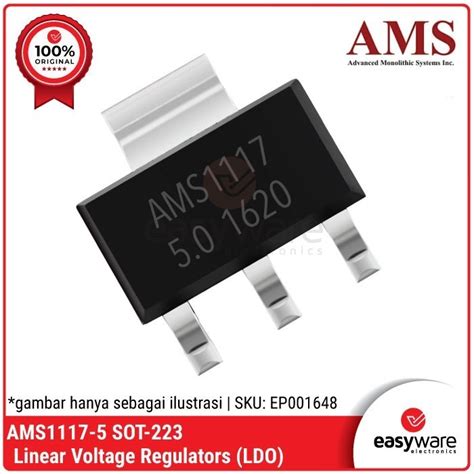 Jual AMS1117 5 SOT 223 ORIGINAL AMS AMS1117 5V IC LDO Voltage Regulator