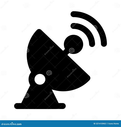 An Editable Icon Of Parabolic Dish Broadcasting Satellite Vector Stock