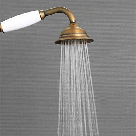 Traditional Style Antique Brass Finish And Porcelain Hand Rain Shower