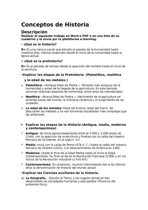 Conceptos De Historia Tarea 1 Conceptos De Historia Descripción