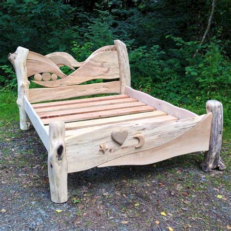 24 Easy Handmade Wooden Beds That You Need To Try Driftwood Furniture Rustic Wooden Bed