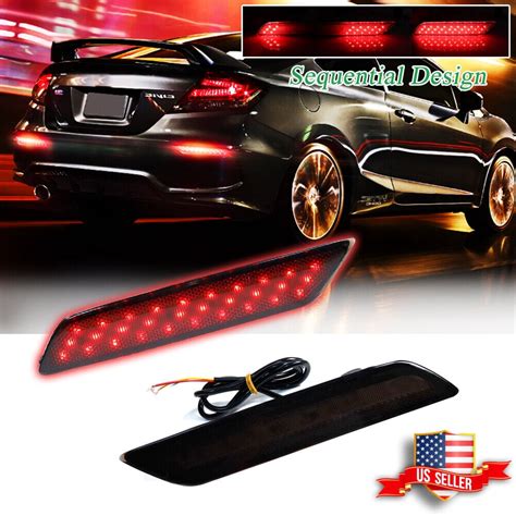 GTINTHEBOX Smoke Red LED Strobe Brake Tail Lamps Rear Reflector For