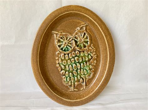 Bennington Potters Owl Wall Plaque Vintage Owl Wall Hanging Pottery