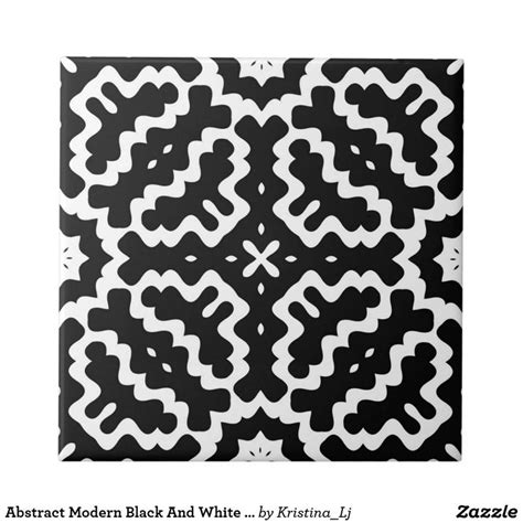 Abstract Modern Black And White Mosaic Pattern Ceramic Tile | Zazzle ...