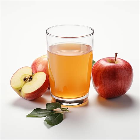 Premium Ai Image Glass With Fresh Apple Juice On White Background