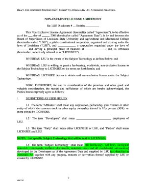 Fillable Online Lsusystem Biological Materials Use License Agreement