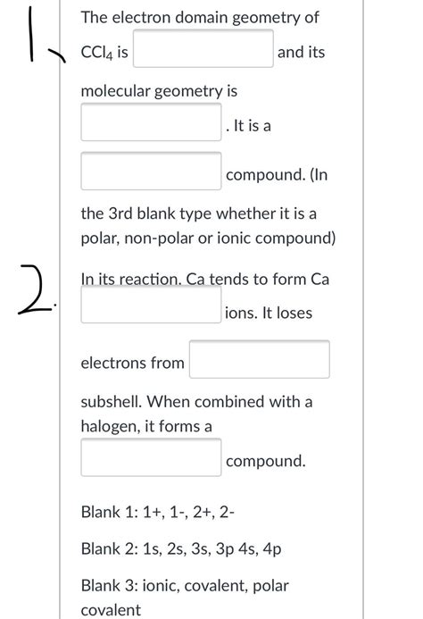 Solved The electron domain geometry of CCl4 is and its | Chegg.com